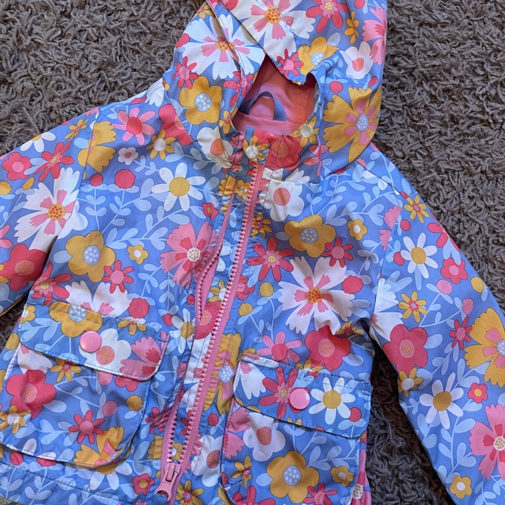 Cat & Jack Floral Kids Raincoat - Blue, Pink, Yellow